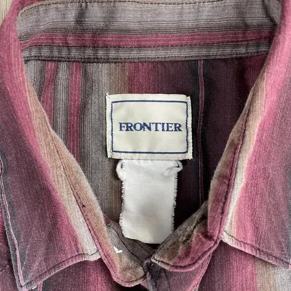 Frontier Pearl Snap Western Shirt Men's *XL* Button Up Shirt Horizontal Stripes - Picture 7 of 15